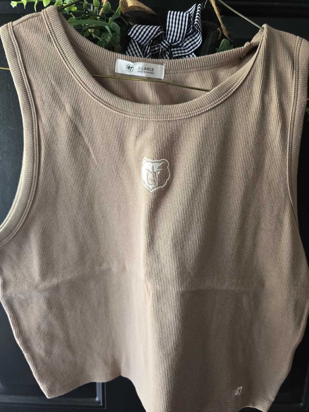 NWT 47 Brand Women's Ribbed Tank Top in Tan Memphis Grizzlies XL